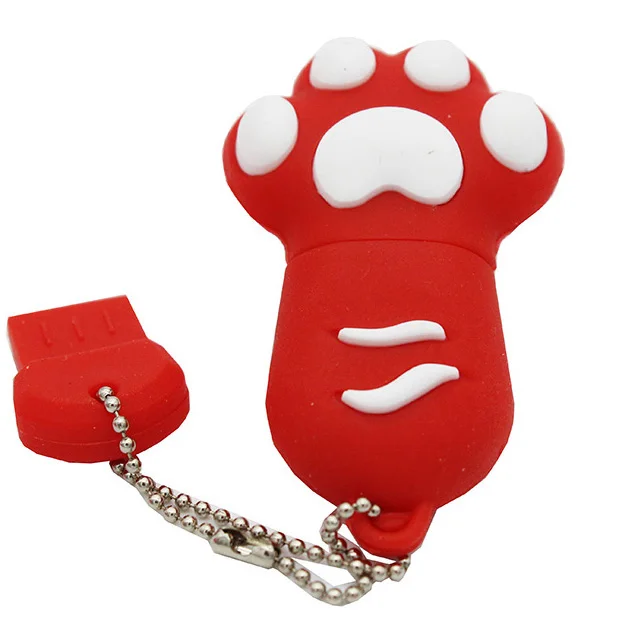 JASTER dessin animé chat griffe USB clés 64GB mignon stylo lecteur 32GB 16GB Mini Gel de silice USB bâton pour les enfants: Rouge / 64 MO