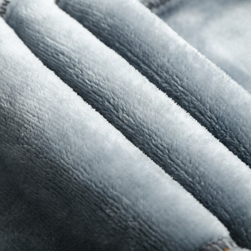 Vinter mænd varme grå jeans elasticitet tykkere skinny plus fløjl denim bukser tøj til mænd