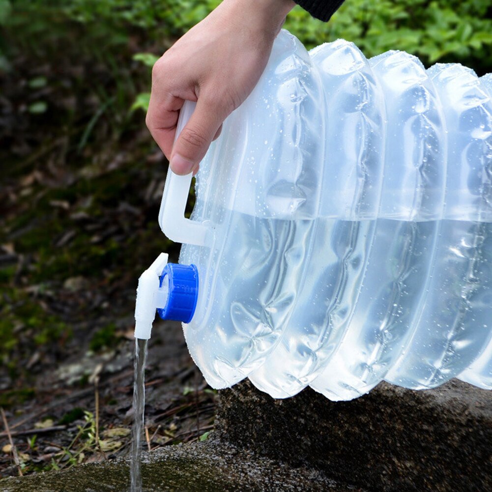 draussen Wasser Eimer Falten Wasser Beutel Faltbare PE Wasser Flasche Behälter für Camping Wandern Picknick BBQ mit Wasserhahn