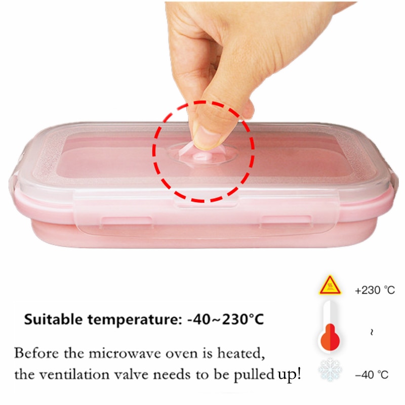 Silicone Folding Bento Box Collapsible Silicone Lunch Box for Food Dinnerware Food Container Bowl for Children Adult Lunch Box