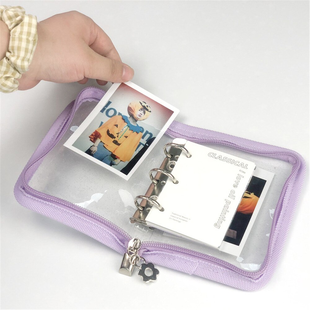 Classeur Transparent à 3 trous pour carnet de notes, mignon et , à feuilles mobiles, anneau pour livre à main, dossier Portable, planificateur pour journaux scolaires