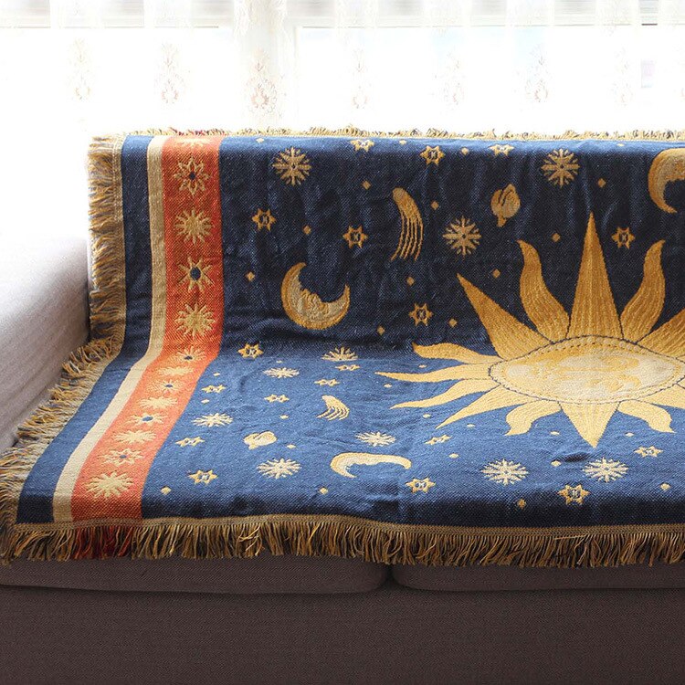 Verdikt dubbelzijdig katoenen draadgebreide deken met kwastje, vintage britse stijl deken, bankhoes, beddekens