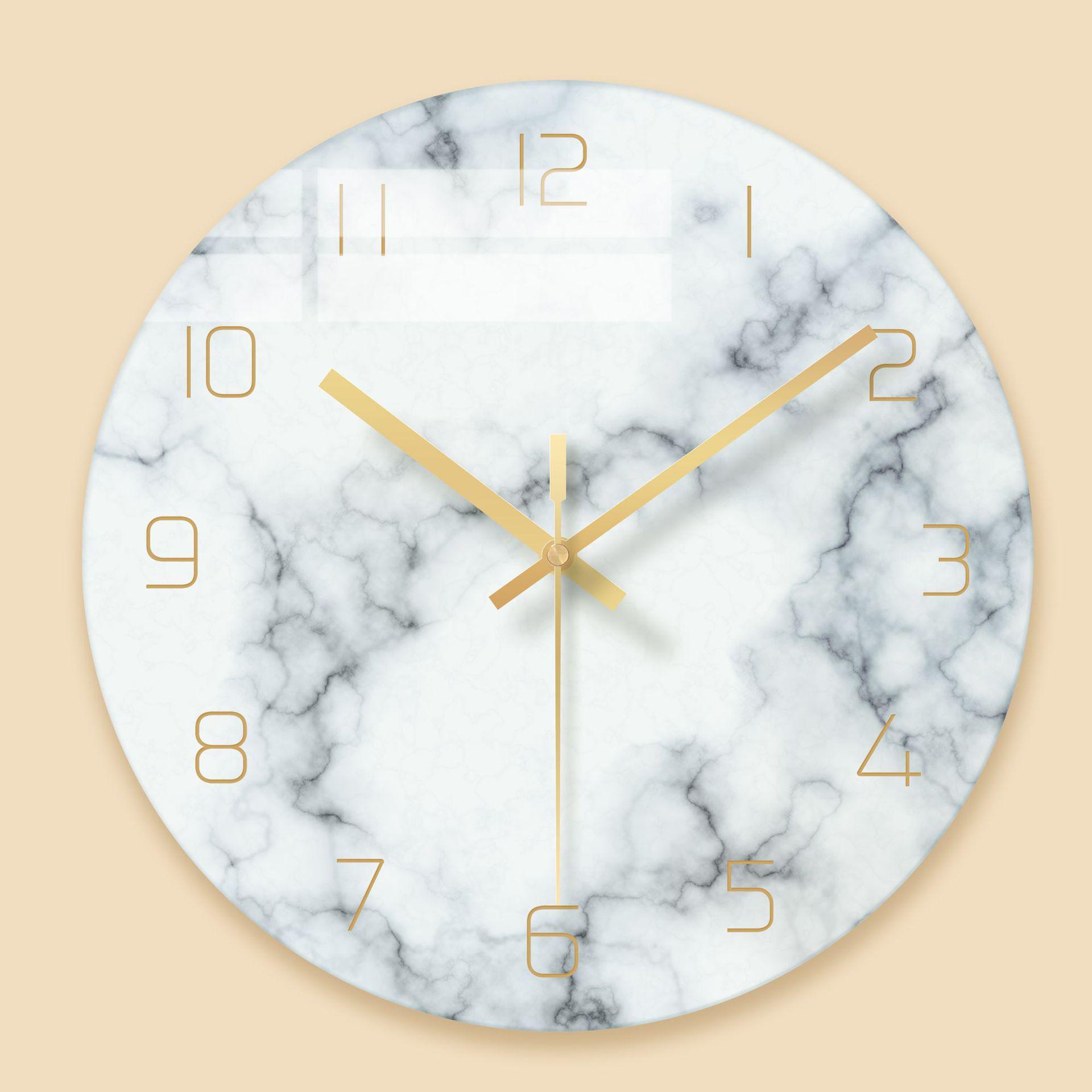 Nordisk marmor väggklocka modern minimalistisk sovrum konst klockor personlighet vardagsrum dekoration vägg klocka: B