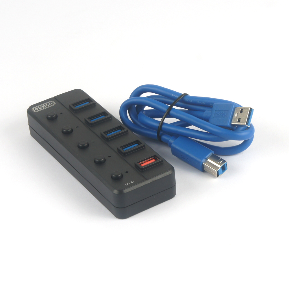 5 Port USB 3.0 Hub with Individual Power Switches controller and LED USB HUB CABLE