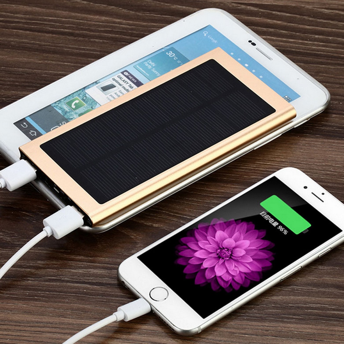 Solar Power Bank Dual USB Output 20000mAh Ultra-thin Solar Mobile Power External Polymer Battery Charger Outdoor Light Powerbank