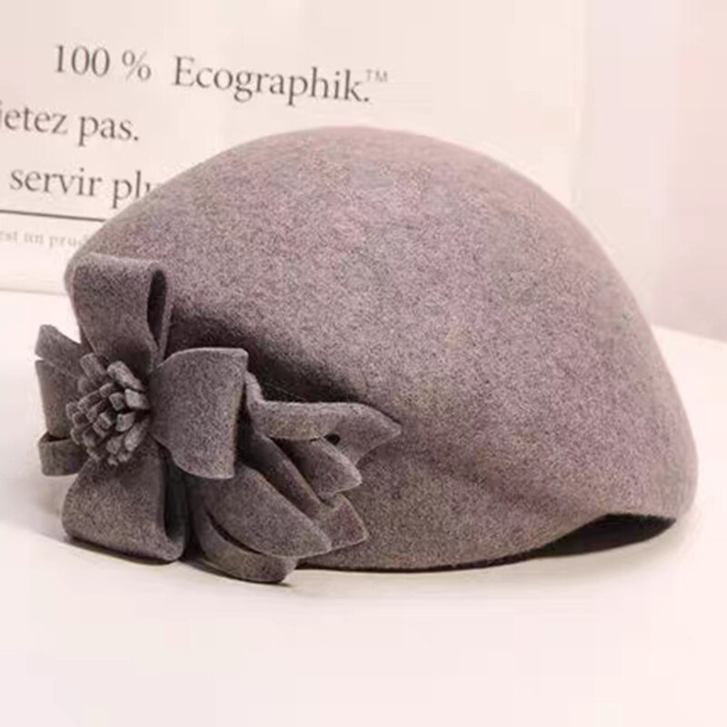 100%  uld vintage varm uld vinterkvinder baret fransk artist beanie hat kasket til søde pige vinter og efterår hatte: 2