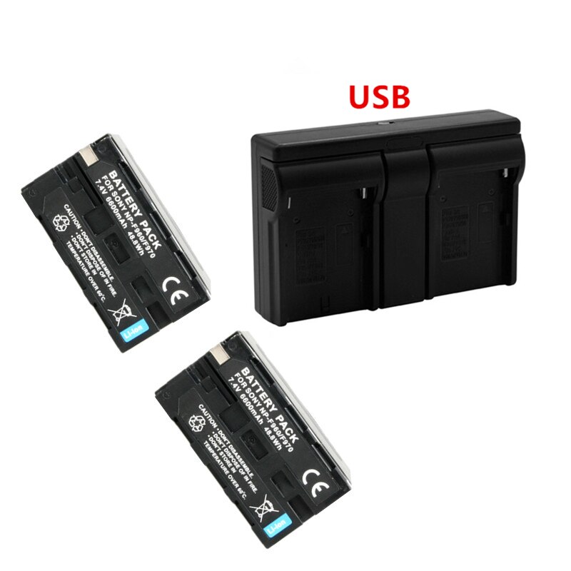 2pcs NP-F970 NP-F960 NPF960 NP F970 bateria batterijen + Oplader Voor Sony NP-F550 NP F770 F750 F960 F970