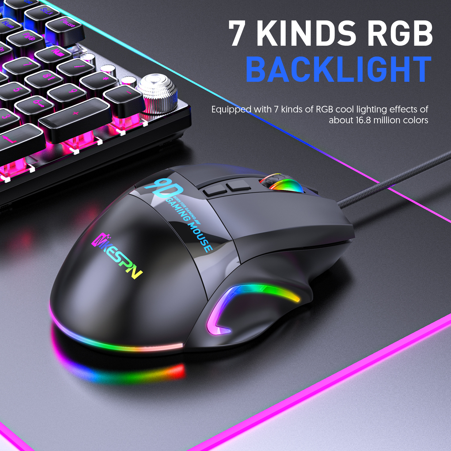 12000DPI Wired Gaming Mouse Full Speed Macro-program Ergonomic 9D RGB Blacklight One Click Desktop PC Mice for Gamer 2022
