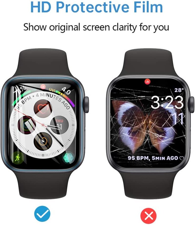 Protecteur d'écran pour Apple Watch, Film TPU souple pour Apple Watch SE série 6 5 4 44mm 40mm pour Apple Watch 3 42mm 38mm, accessoires de protection