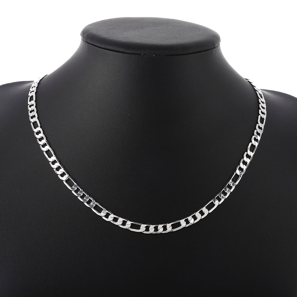 1 Pcs 4Mm Breedte 16/18/20/22/24/26/28/30 Inch Lengte figaro Ketting Ketting Sieraden Voor Vrouwen Man Trendy