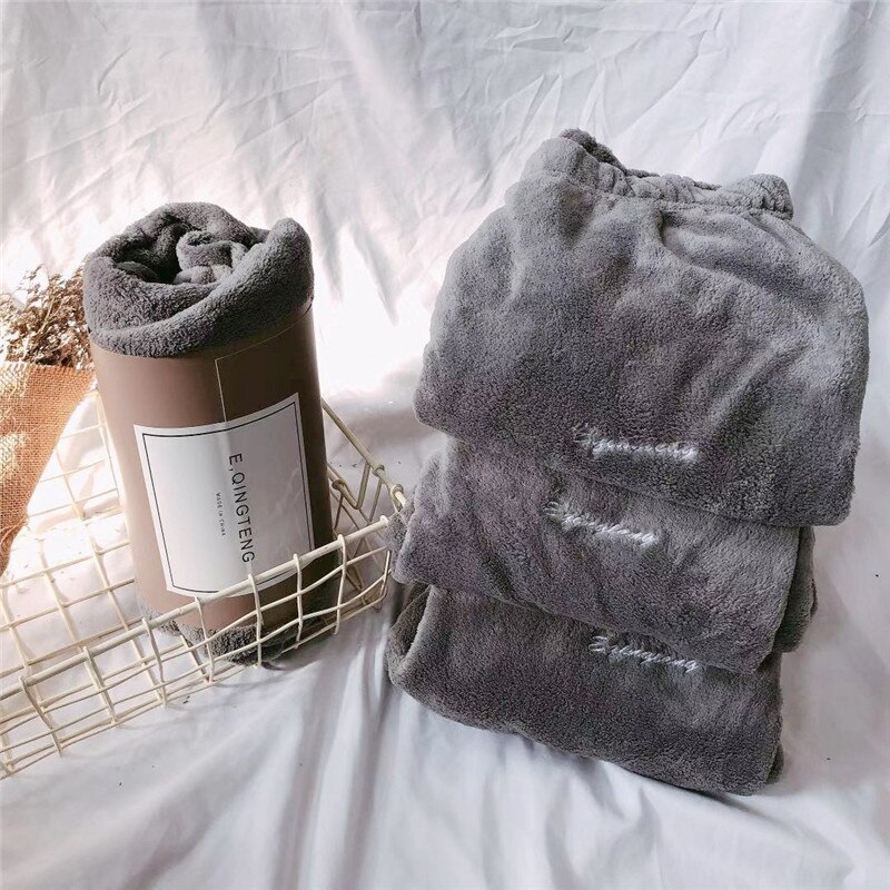 Zimowe grube ciepłe flanelowe piżamy spodnie damskie aksamitna piżama spodnie Salonik nosić koralowe polarowe ubrania domowe zimowe Homewear: Ciemny szary