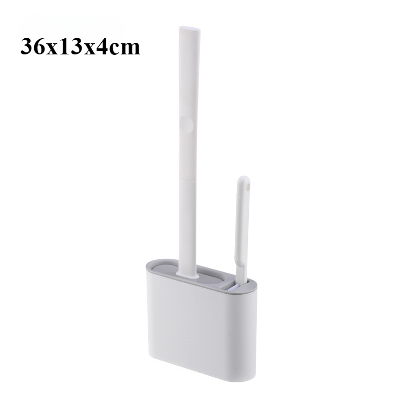 Hengende silikon toalettbørste med langt håndtak, fleksibel rengjøringsmiddel, baderomsbørste, hurtigtørkende holder, baderomstilbehør: Brun