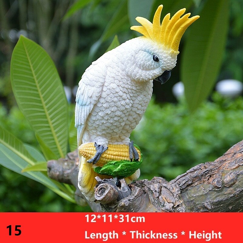 Garden Decoration Simulation Parrot Miniature Sculpture Resin Crafts Toucan Garden Outdoor Flexible Animal Sculpture: 15