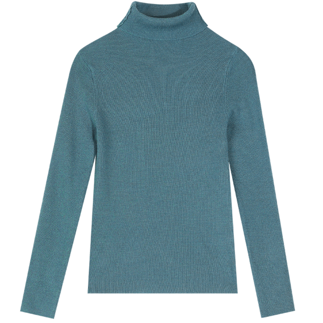 ELFSACK Solid Pure Casual Knitted Pullover Women Slim Sweaters Autumn ELF Full Sleeve,Korean Female Basic Daily Tops: Dark Blue