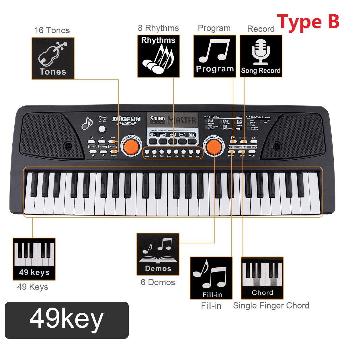 49 / 61 Keys Electronic Keyboard Piano Digital Music Key Board with Microphone Children Musical Enlightenment