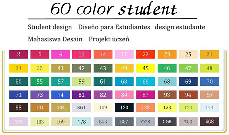 Marqueurs TouchFIVE 30/40/60/80 couleurs Art marqueurs ensemble double tête artiste croquis gras à base d'alcool marqueurs pour Animation Manga: 60 color students