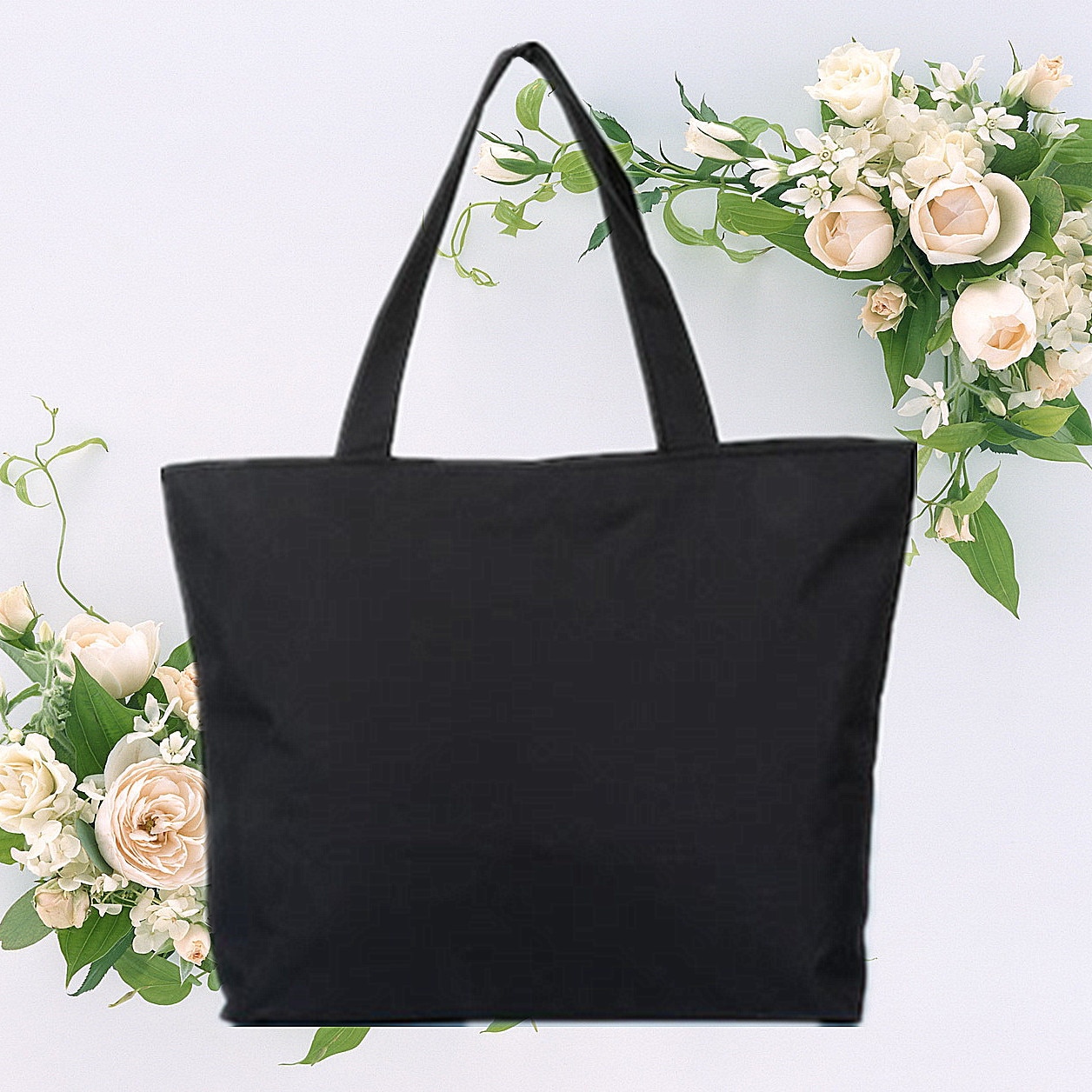 Vrouwen Herbruikbare Boodschappentas Draagbare Canvas Tote Eco Winkelen Handtas Koreaanse Stijl Schoudertas Grote Capaciteit Strandtas: Black