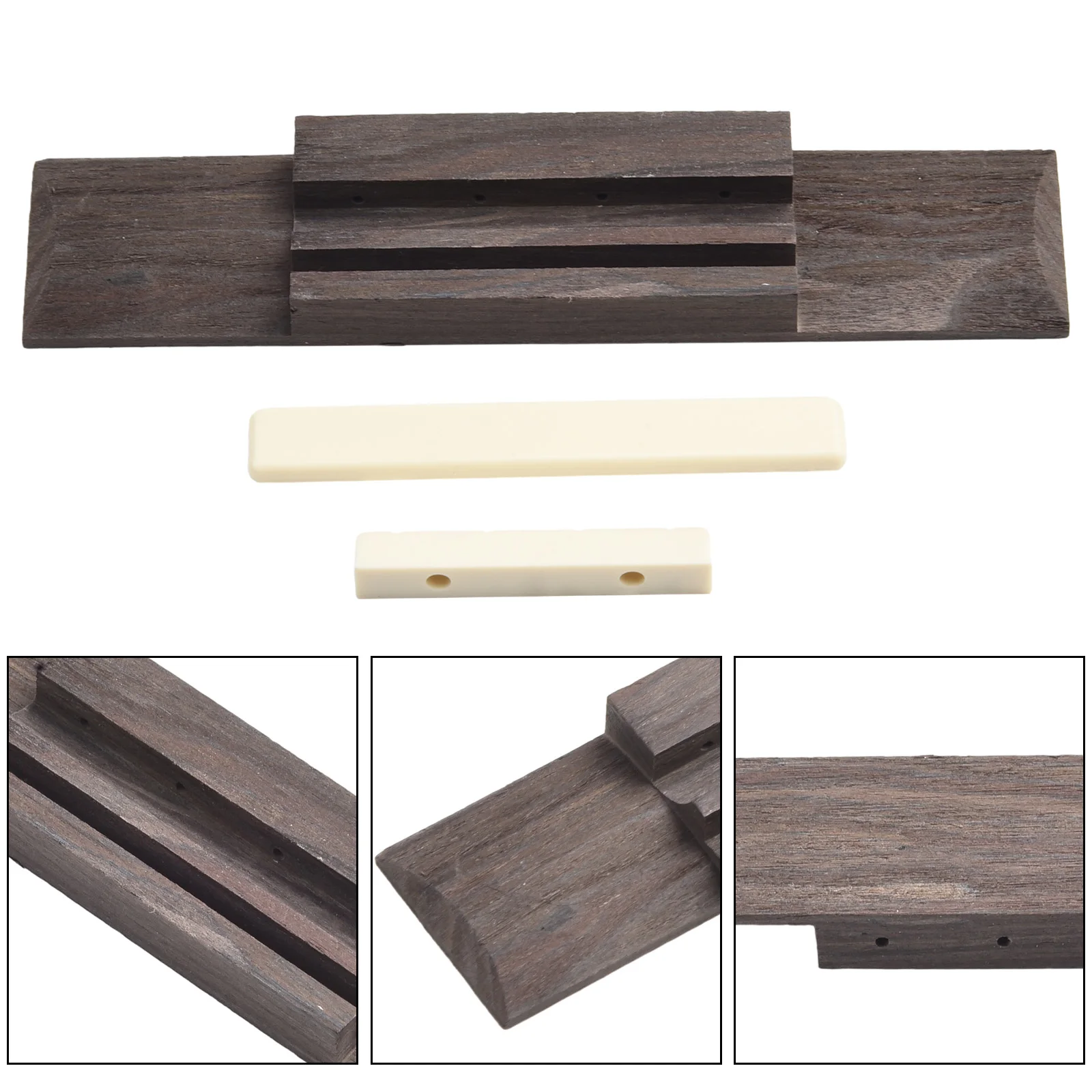 3 stks/set Ukelele Palissander Brug & Moer En Zadel Ingelast Voor Gitaar Ukelele Onderdelen Palissander (brug); Kunststof (zadel & moer)