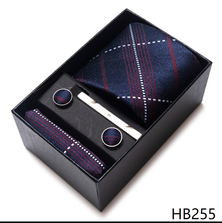 Boîte à cravate pour hommes, 65 couleurs, à la , boutons de manchette, accessoires de chemise bleu foncé or, pour le jour de l&#39;an