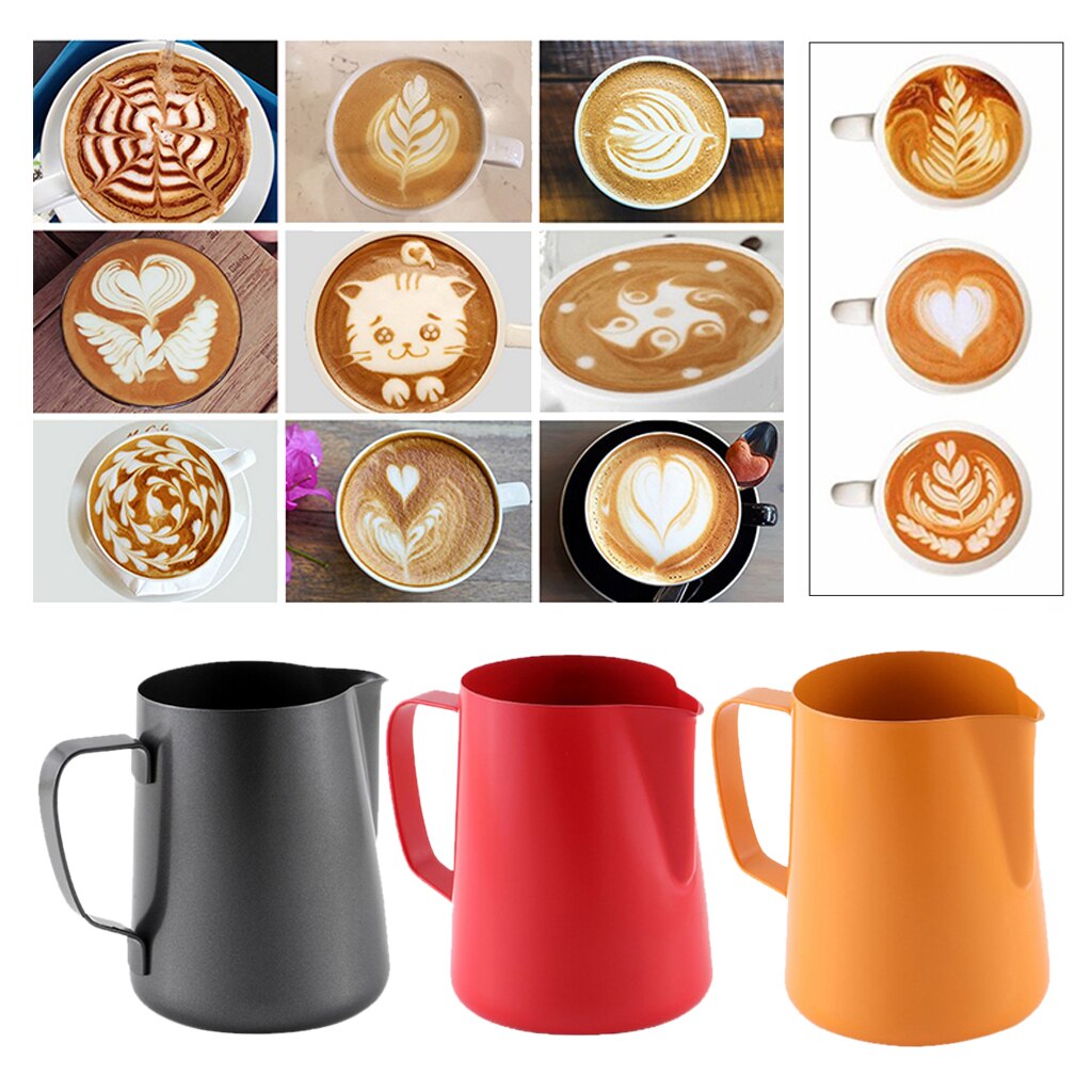 304 jarro de espuma de leite de aço inoxidável 400ml, jarro de vapor espresso para máquinas de café expresso, artes de café latte