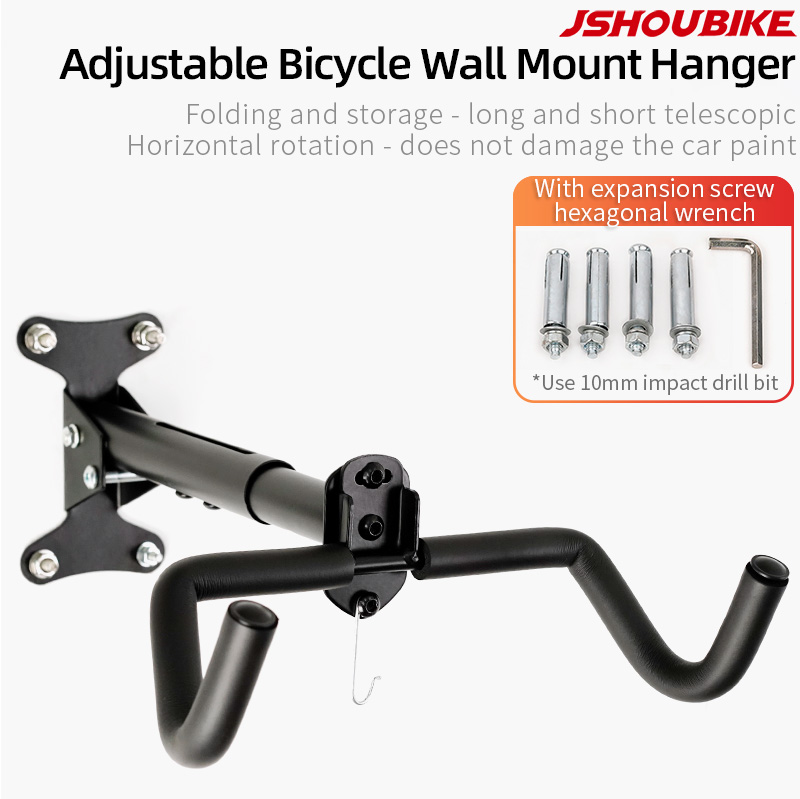 JSHOU Fahrrad Wandhalterung für Garage, Fahrradträger, verstellbarer KleiderbüGel, Aufbewahrung, Fahrradgarage, Zuhause, horizontaler Fahrradhaken, Fahrradhalter, MTB/Rennrad: Burgunderrot