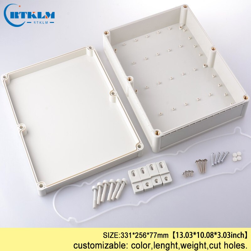Plastic enclosure DIY waterproof electrical enclosure abs plastic electric box outdoor Waterproof instrument case 331*256*77mm