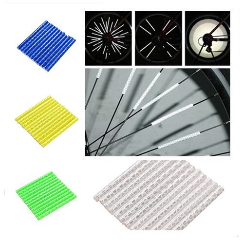 4 farbe Fahrrad Reflektierende Speichen Fahrrad Reiten Rad Reflektor Clip Rohr Warnung Licht Streifen Für Radfahren Ohne Batterie Requst