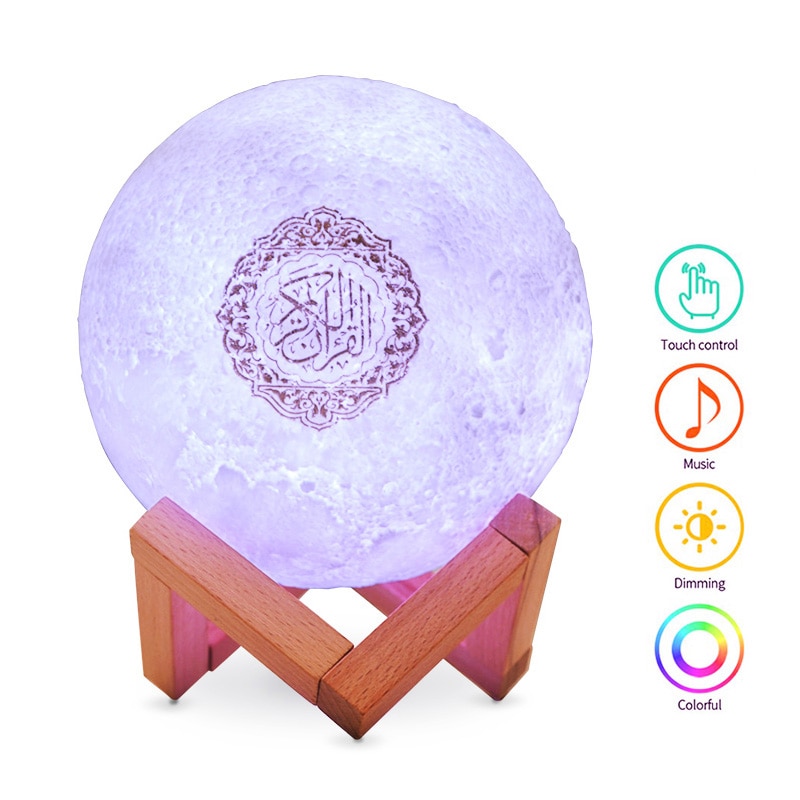 Hellig muslim islam arabisk bluetooth trådløs koranhøjttaler med fjernbetjening touch lampe koran natlys måne koranafspiller