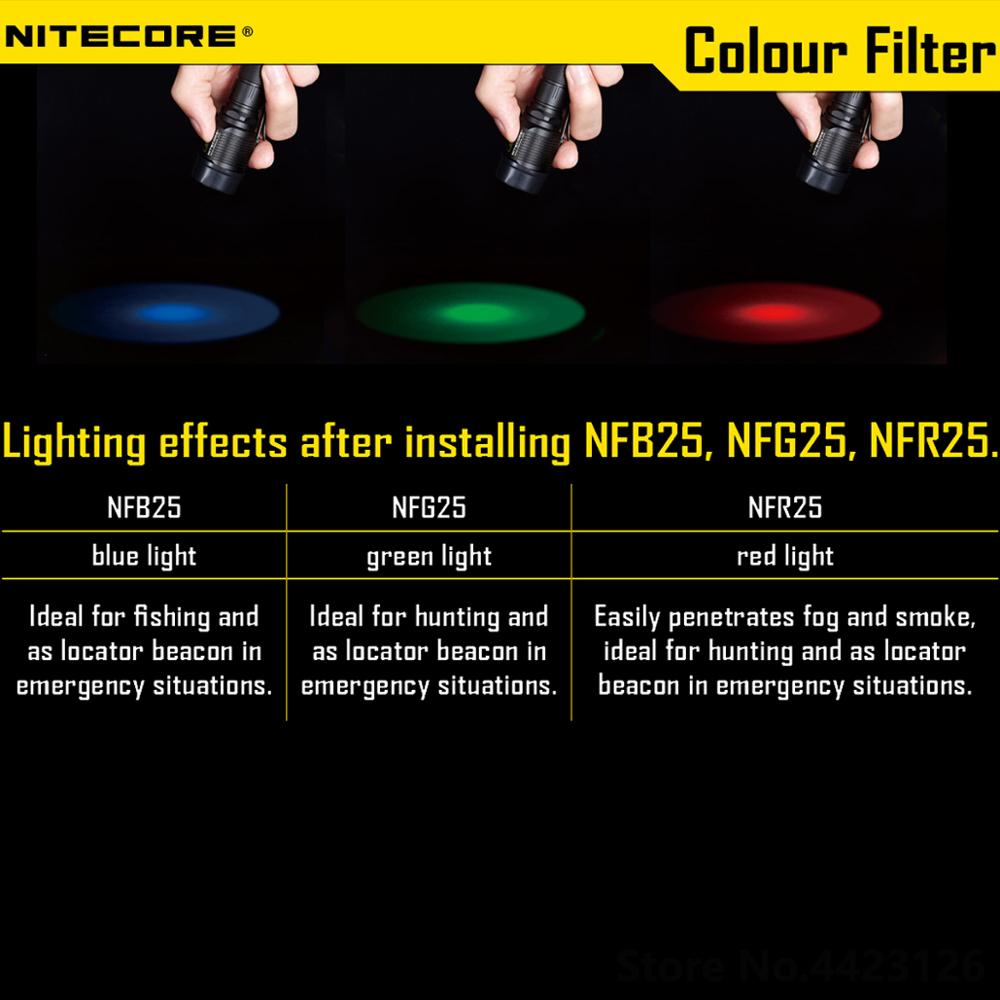 NITECORE – filtre Original NFR25 NFG25 NFD25 pour lampe de poche avec tête de 25.4mm pour Nitecore EA1 EA2 EC1 EC2 MH1A MH2A MH1C