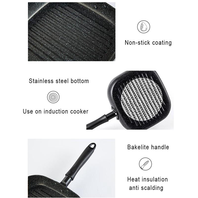 Aluminum Non-Stick Square Frying Pan Steak Frying Pan Multi-Function Frying Pan