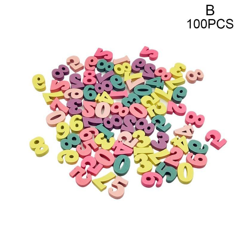 100 Stks/set Multi-Gekleurde Houten Letters Cijfers Blokken Onderwijs Puzzel Blok Diy Kinderen Houten Materialen Letters/Cijfers I0D0: Number