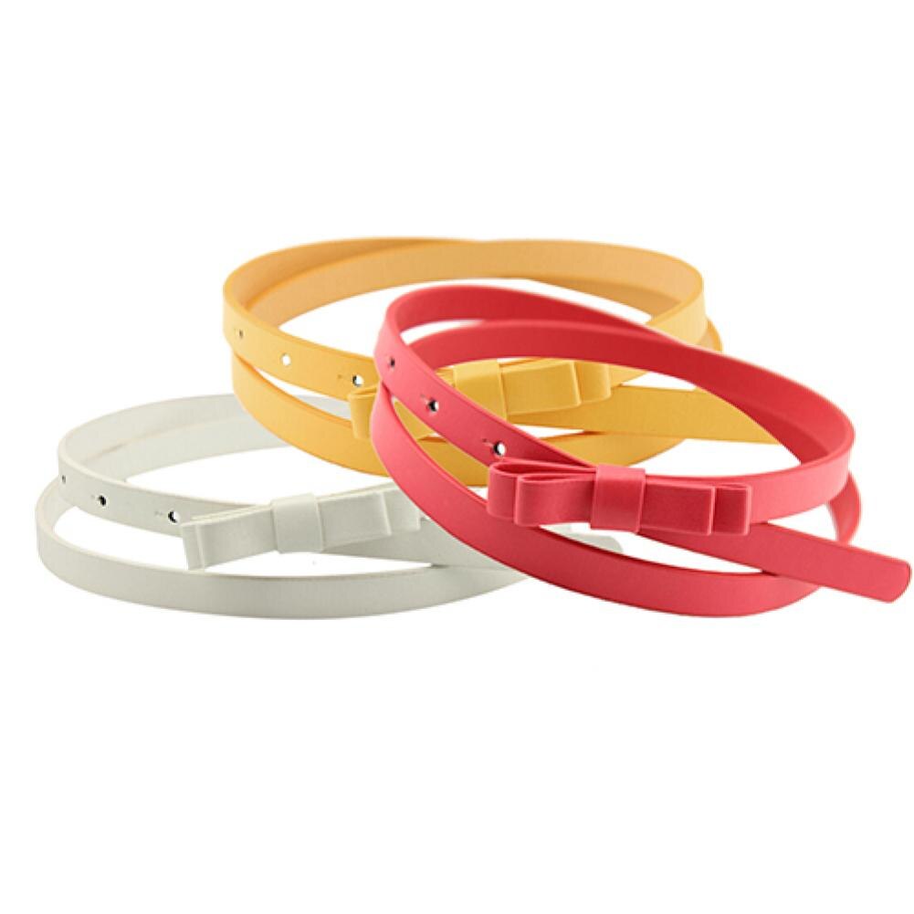 Cinturón de piel sintética con lazo para mujer, Cinturón fino y estrecho de 2 capas, Color caramelo