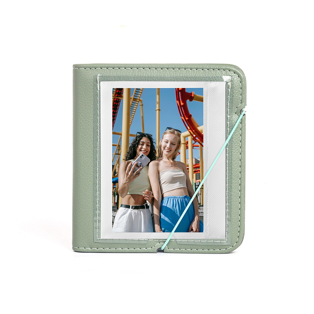 Album photo portable en cuir PU, 28 poches, compatible avec Polaroid iType/600/SX70 et Fujifilm Instax Wide 210/300/400,: green