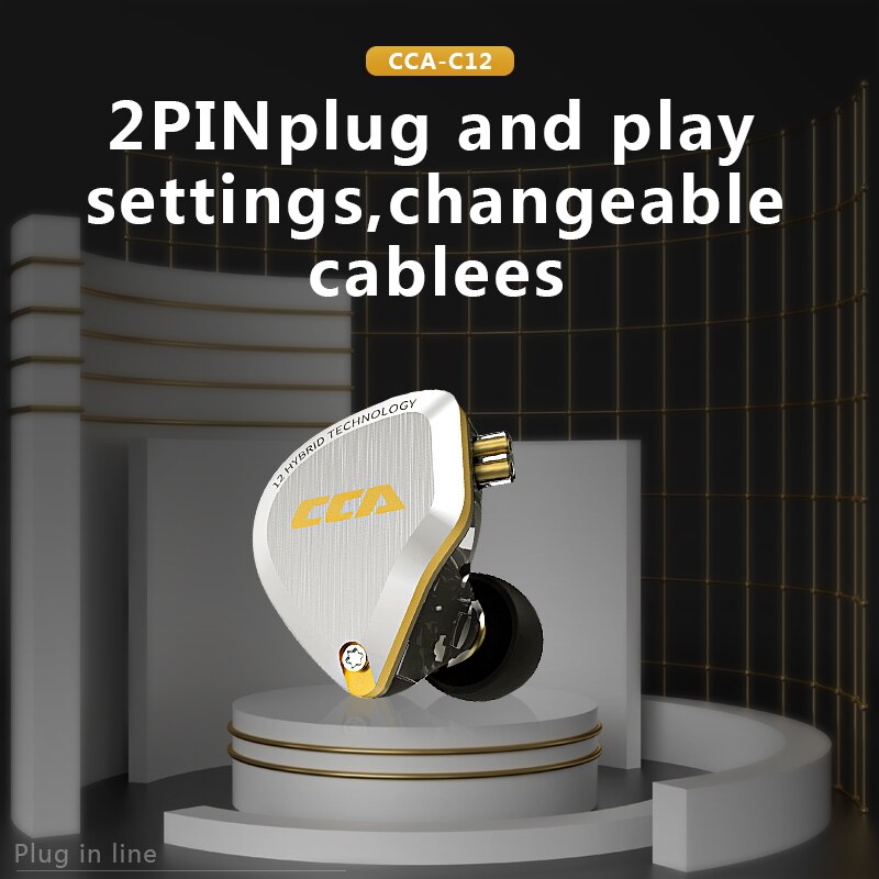 CCA C12 5BA+1DD Hybrid Hanging In Ear Headset 12 Drivers Unit HIFI DJ Monitor Earphone Earbuds Noise Cancelling Wired Gamer PC