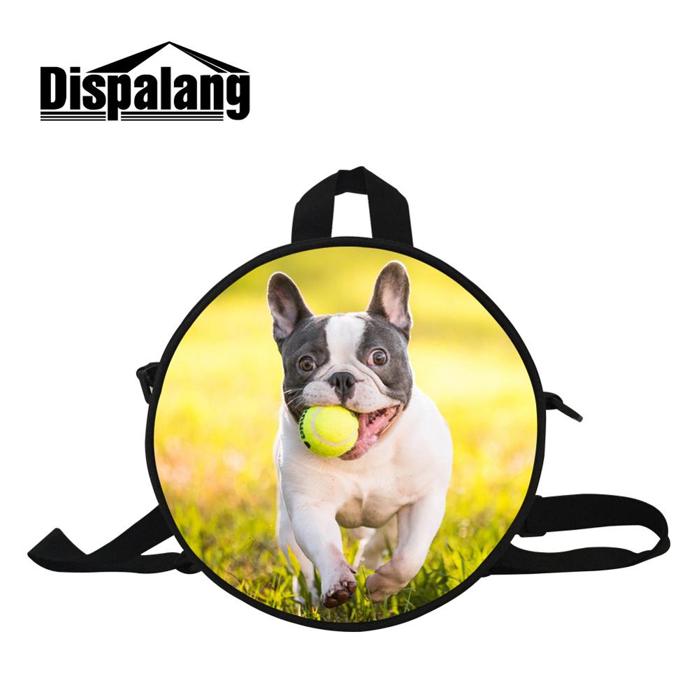 Dispalang Mini Round Messenger Bag for Girls Female Bags for Travel Women's Double Shoulder Pouch Crossbody Pack Print Cute Dog: Gold