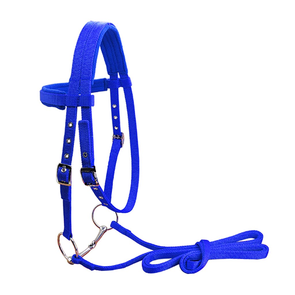 Harnais de bride de cheval en Nylon souple, couvre-chef amovible, équipement de licou épais pour cheval: Blue L