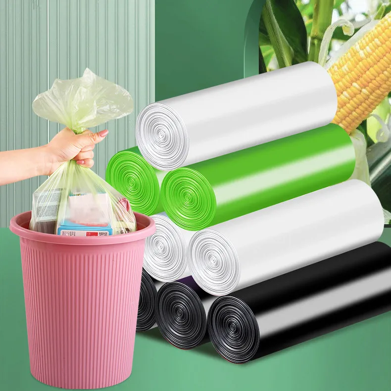 100 Uds bolsas de basura biodegradables clasificadas limpieza desechable cocina almidón bolsas de basura degradables ambientales