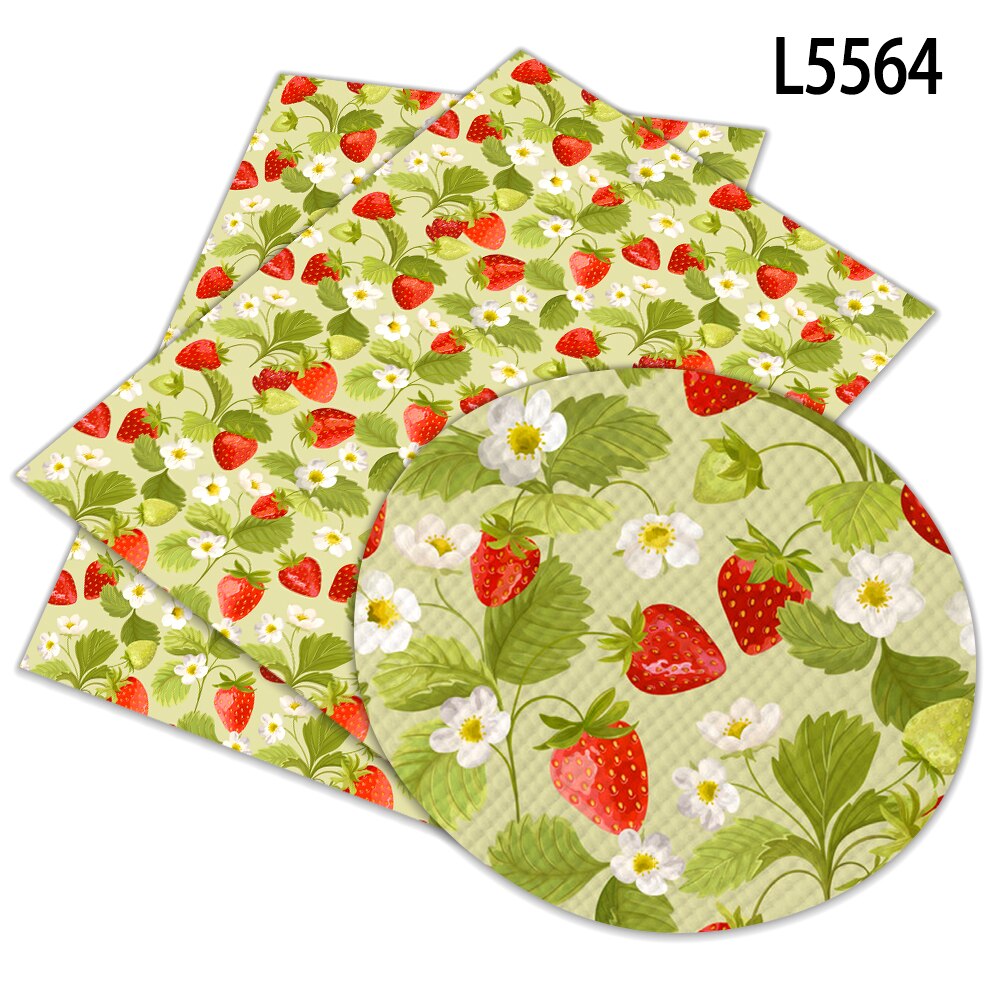 Fruit Strawberry Printed Faux Leather Sheets Synthetic Leather Fabric for Hair Bow Bags Shoes Crafts 30*136cm