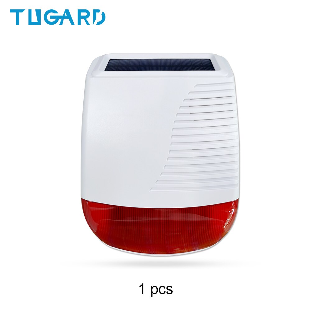 TUGARD SN40-sirena Solar inalámbrica para exteriores, luz estroboscópica de Flash, impermeable, sistema de alarma antirrobo de seguridad para el hogar, 433MHz: SN40 Solar Siren