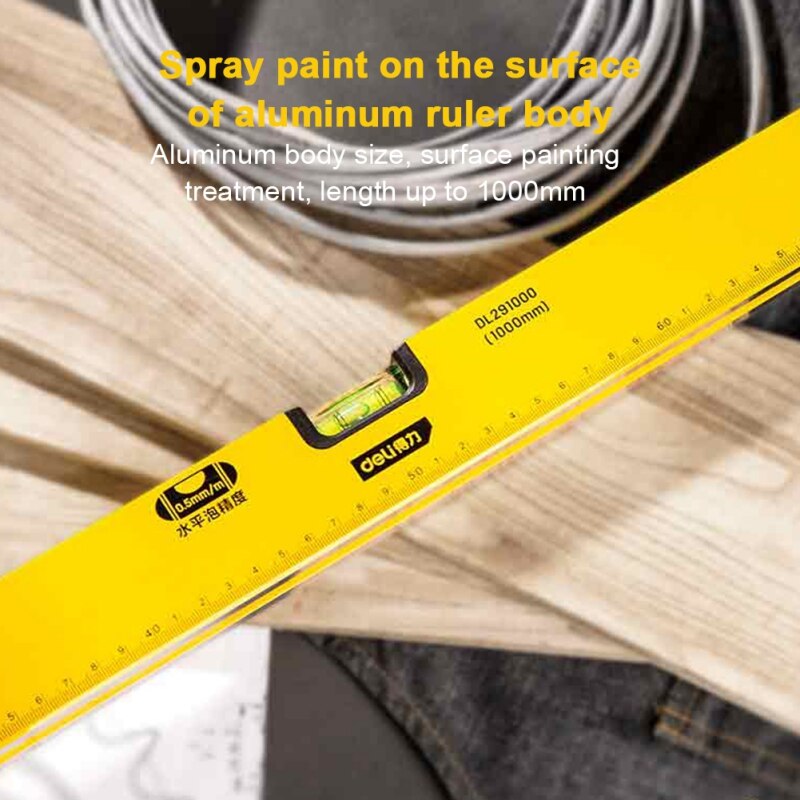 Deli Horizontal Ruler Aluminum Alloy Multi-Angle Horizontal Measuring Ruler Level Instrument High Intensity Magnetic DL291000