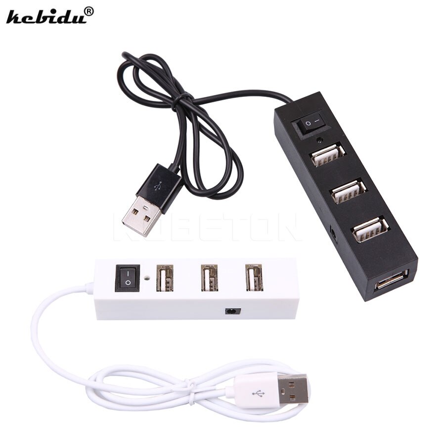 Kebidu 4 port Mini USB 2.0 Hub Draagbare USB Hub Aan uit Schakelaar Hub USB Splitter Adapter Hoge Snelheid voor Laptop