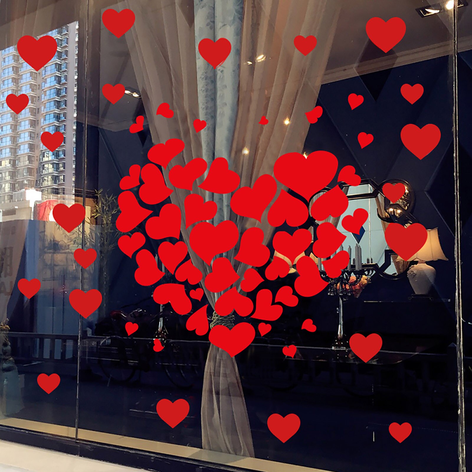 Valentine's Day DIY Wall Sticker Love Window Sticker Refrigerator Wall Stickers Romantic Red Love Heart Wedding Decoration