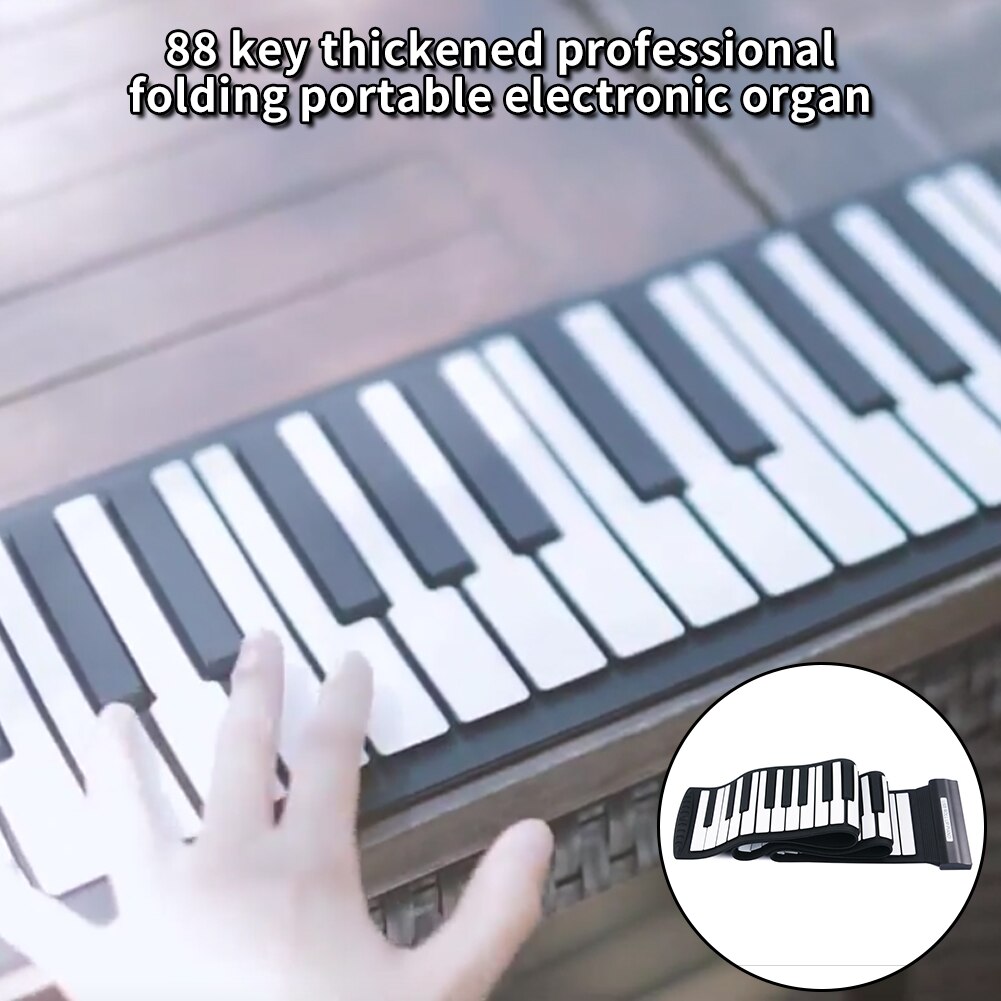 Piano enrolladas 88 teclas con altavoz interfaz USB de silicona para principiantes grabación de música teclado electrónico salida MIDI recargable
