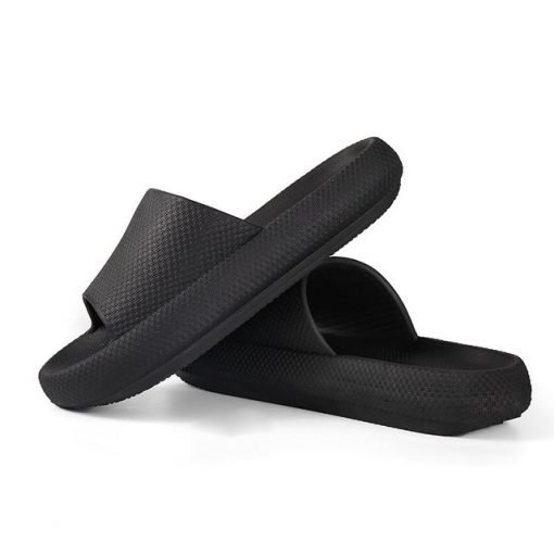 Sandalias antideslizantes gruesas de secado rápido, suela gruesa universales de Zapatillas de casa, calzado de baño, Sandalia de playa de verano: Black / 36-37