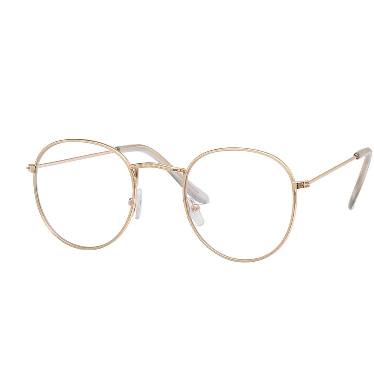 Billige små runde nørdebriller klar linse unisex guld runde metalramme ovale briller ramme optiske kvinder sort uv: Guld