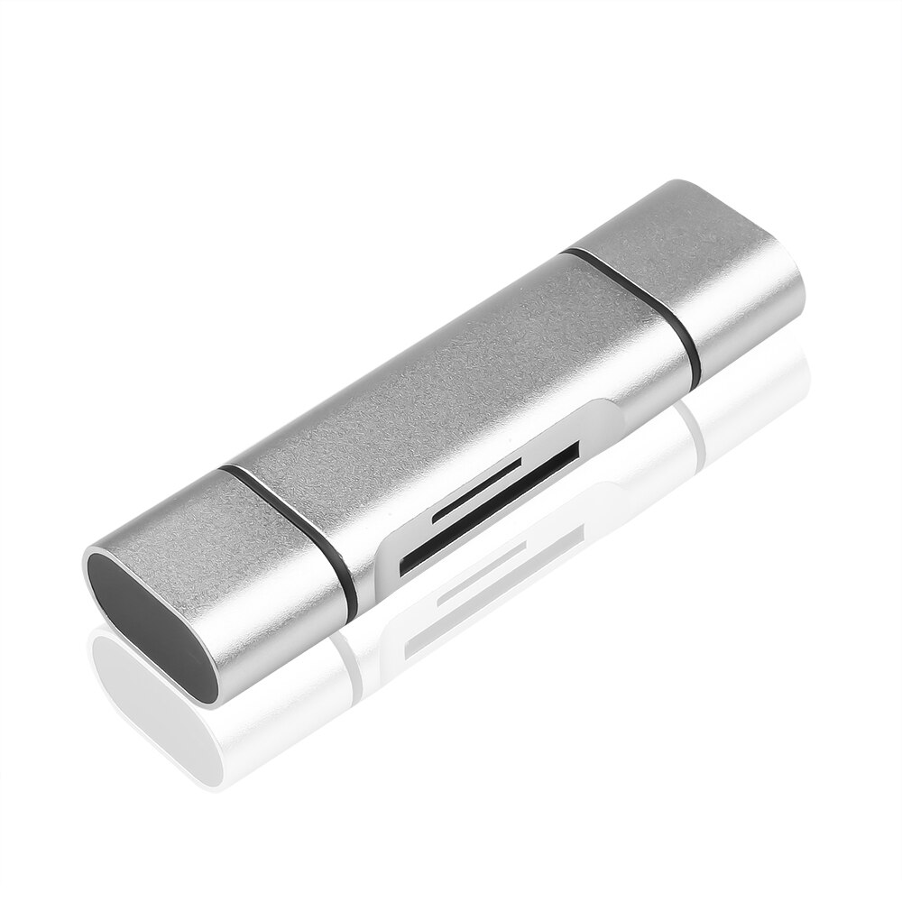 5-en-1 USB leer TF adaptador de lector de tarjeta de memoria USB tipo C adaptador de OTG portátil con USB hembra interfaz para PC ordenador: Silver