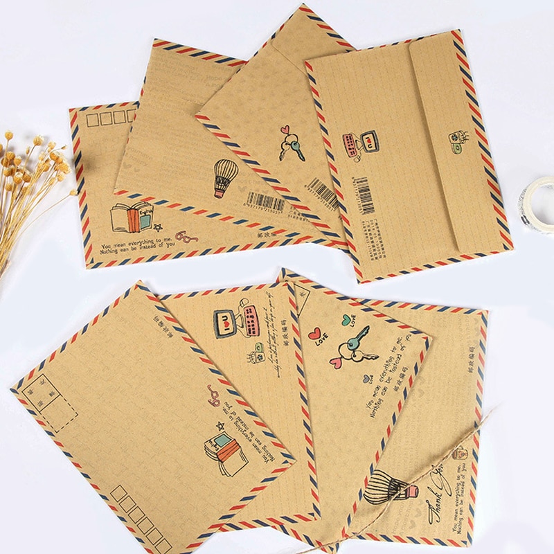 16 unids/lote creativa Retro correo aéreo sobres grandes de papel Kraft papelería postal sobres de cartas escuela suministros de oficina