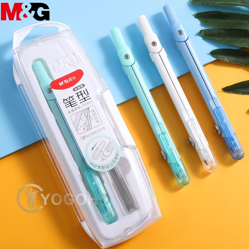 M&amp;G School Compass Colorful Stationery Student Drawing Compass with refills math set drafting Drawing Tools Geometry Set