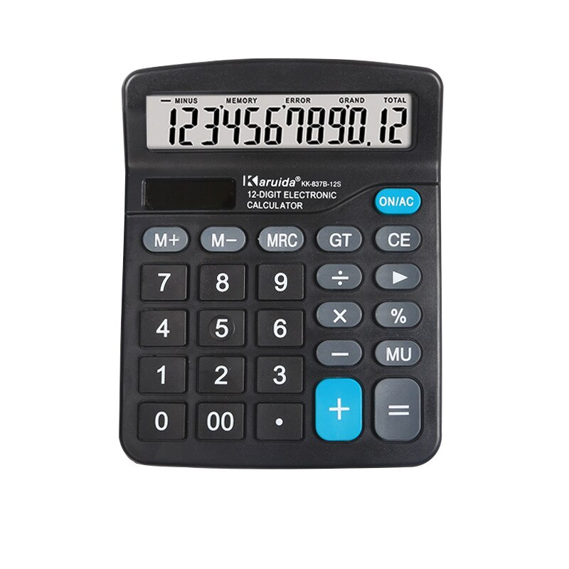 Desktop Electronic Calculator Standard Function Basic Counter with 12-Digits Large LCD Display Big Buttons Dual Powers Solar