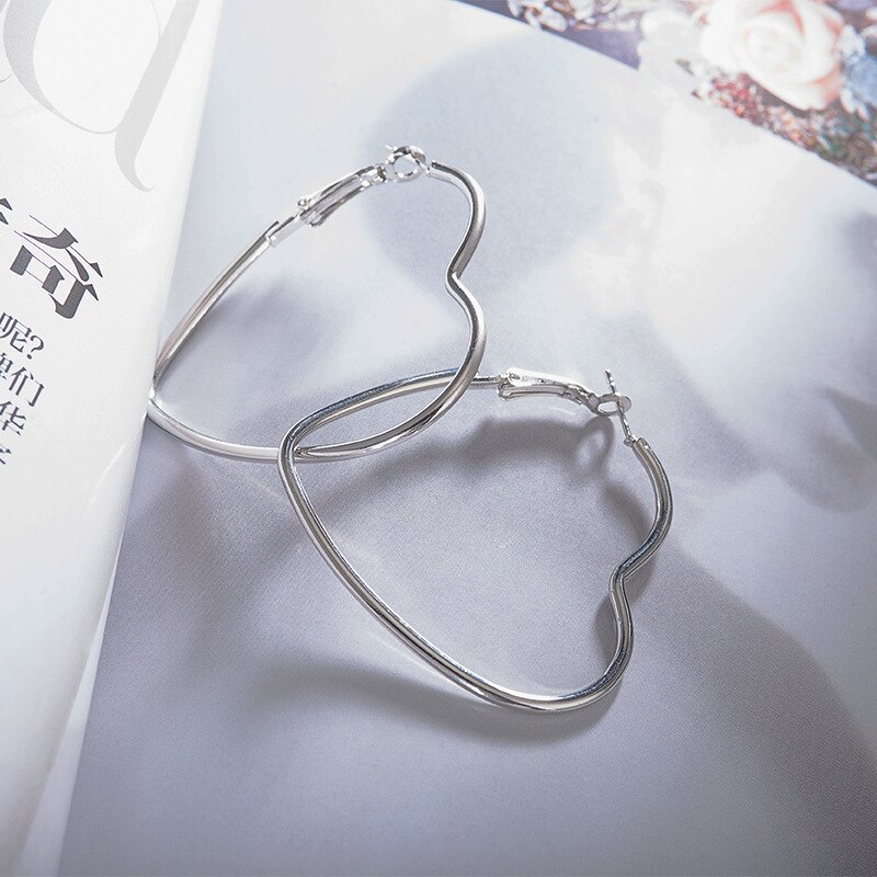 Zyzq trendy tilbehør bøjle øreringe til piger romantisk boho kærlighed hjerteformet udsøgt kunsthåndværk til kvinder hjerte øreringe: Forsølvede